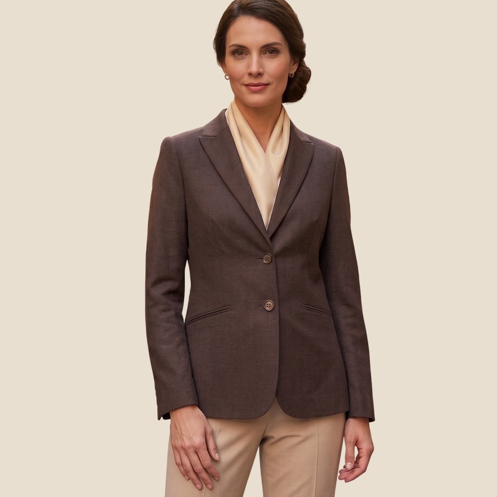 Talbots 10 Italian Luxe Chocolate Brown Wool Flannel Blazer Classic NEW